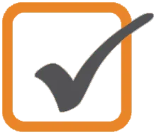 Haken in orangenem Rahmen